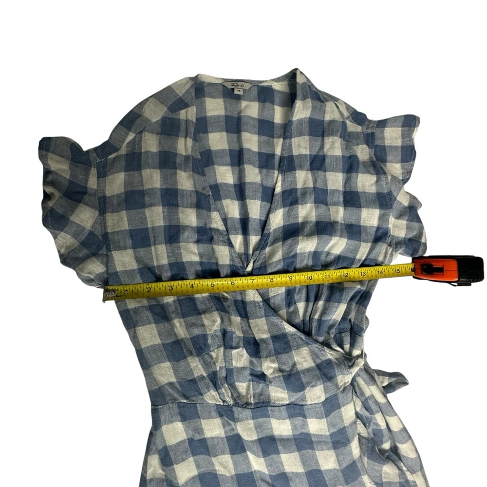 Rails Brigitte Blue/White Check Plaid Ruffle Wrap Dress xs - Picture 7 of 11